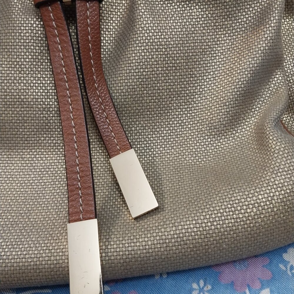 3199 Large Michael Kors Drawstring Satchel Shoulder Bag Sparkly Fabric /Leather - Picture 3 of 12